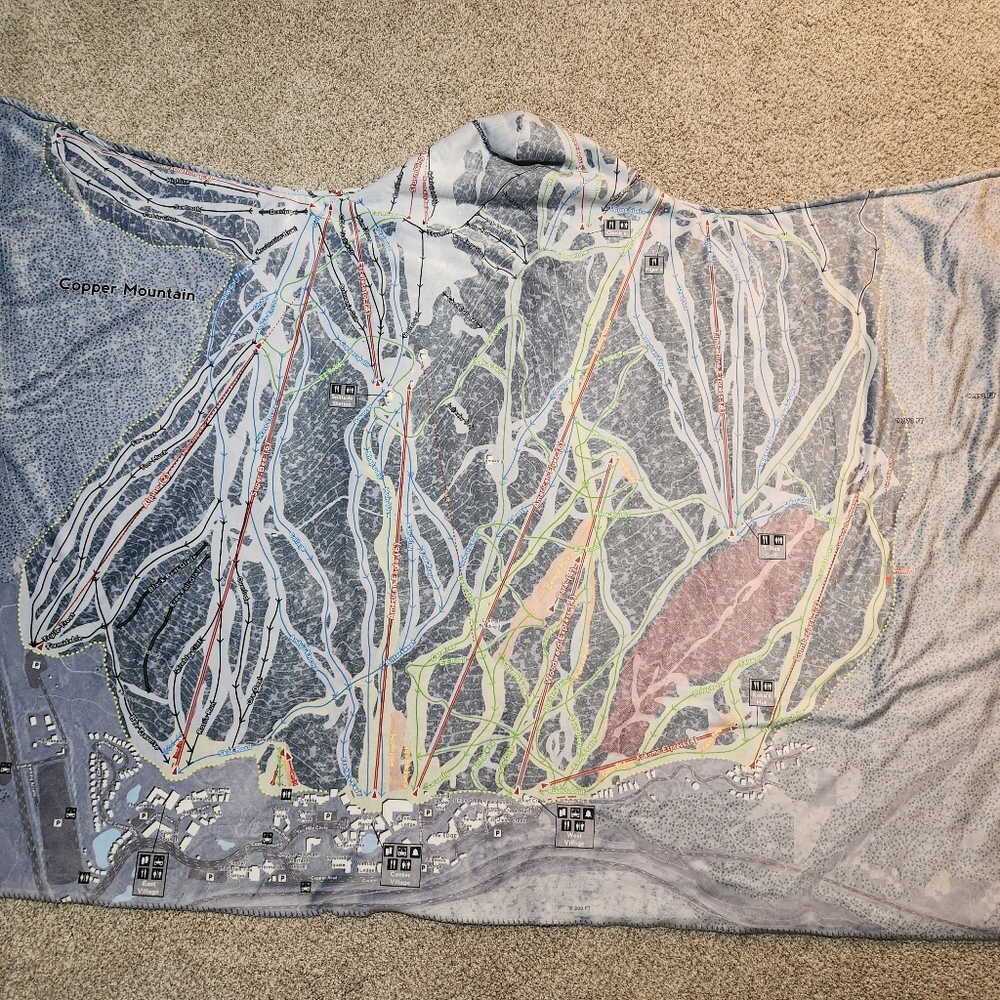 Copper Mountain ski trail map in Colorado blanket with hood